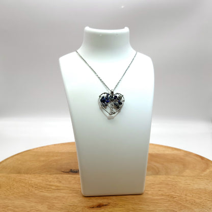 DIVERS COLLIERS + PENDENTIFS ARBRES DE VIE EN PIERRE DE SODALITE - BIJOUX ARTISANAUX, UNIQUES & ORIGINAUX