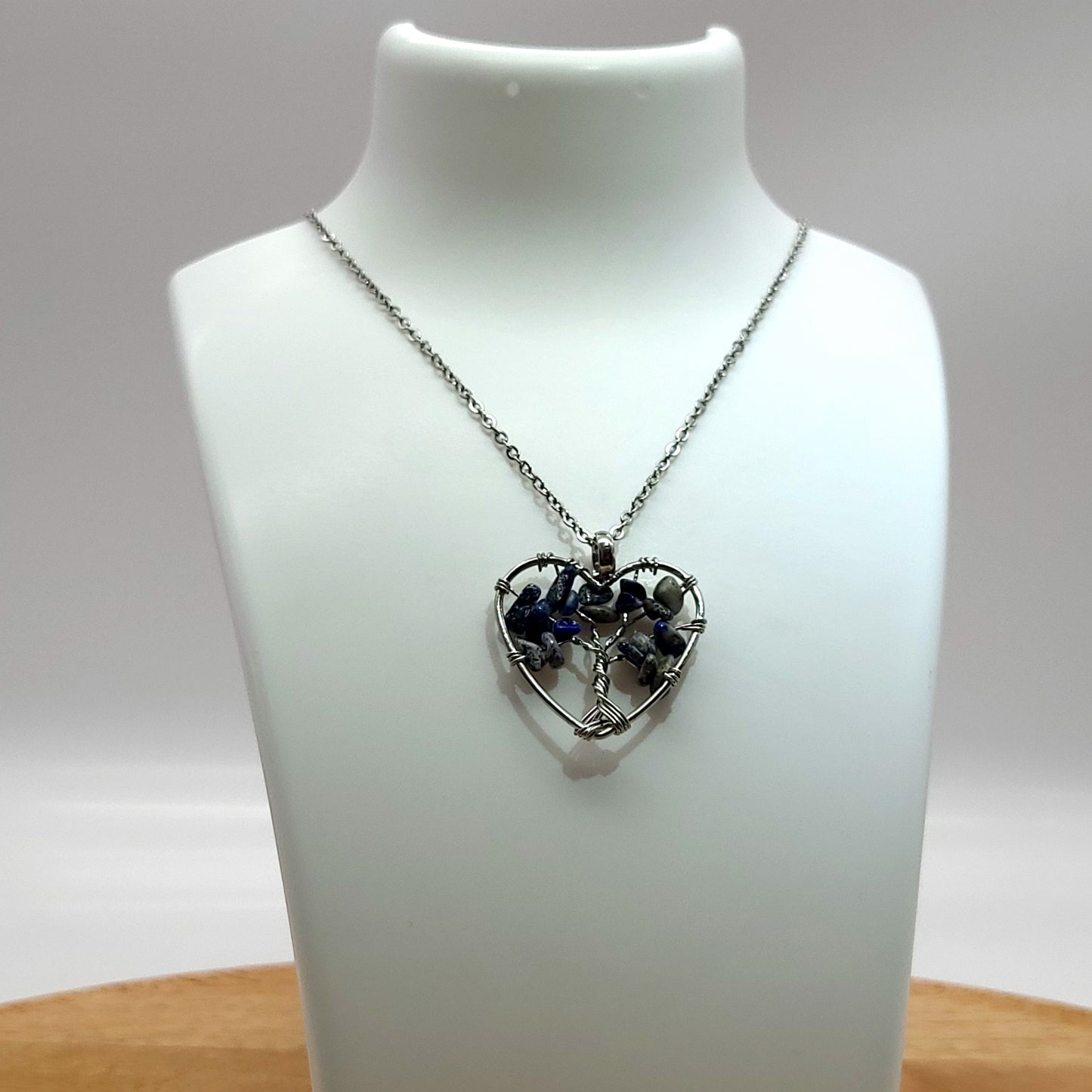 DIVERS COLLIERS + PENDENTIFS ARBRES DE VIE EN PIERRE DE SODALITE - BIJOUX ARTISANAUX, UNIQUES & ORIGINAUX