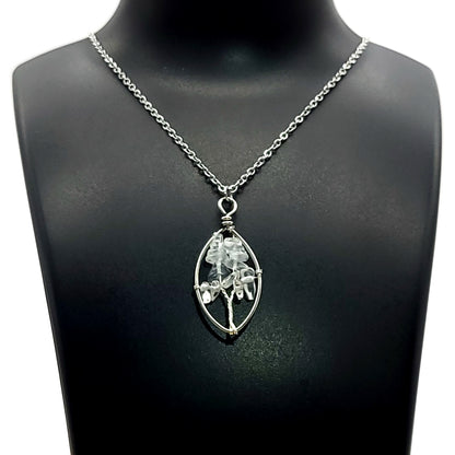 DIVERS COLLIERS + PENDENTIFS ARBRES DE VIE EN PIERRE CRISTAL DE ROCHE - BIJOUX ARTISANAUX, UNIQUES & ORIGINAUX