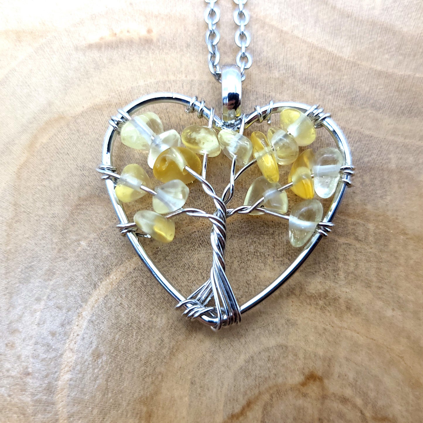 DIVERS COLLIERS + PENDENTIFS ARBRES DE VIE EN PIERRE DE CITRINE - BIJOUX ARTISANAUX, UNIQUES & ORIGINAUX