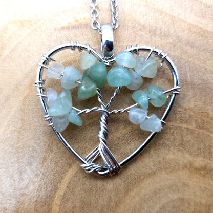 DIVERS COLLIERS + PENDENTIFS ARBRES DE VIE EN PIERRE AVENTURINE VERTE - BIJOUX ARTISANAUX, UNIQUES & ORIGINAUX