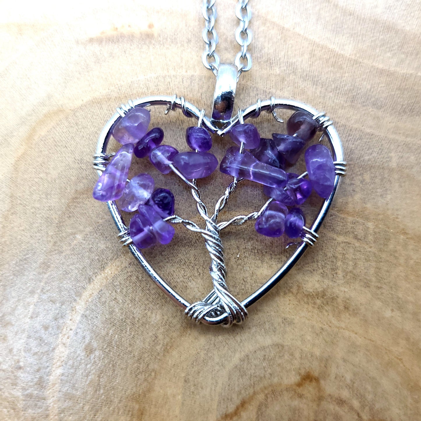 DIVERS COLLIERS + PENDENTIFS ARBRES DE VIE EN  PIERRE AMÉTHYSTE - BIJOUX ARTISANAUX, UNIQUES & ORIGINAUX