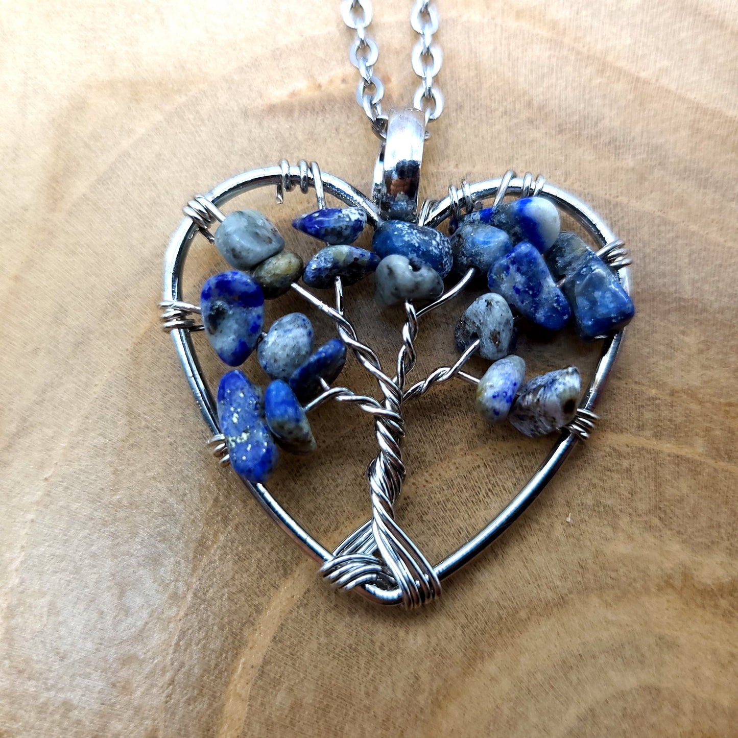 DIVERS COLLIERS + PENDENTIFS ARBRES DE VIE EN PIERRE DE SODALITE - BIJOUX ARTISANAUX, UNIQUES & ORIGINAUX