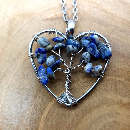 DIVERS COLLIERS + PENDENTIFS ARBRES DE VIE EN PIERRE DE SODALITE - BIJOUX ARTISANAUX, UNIQUES & ORIGINAUX