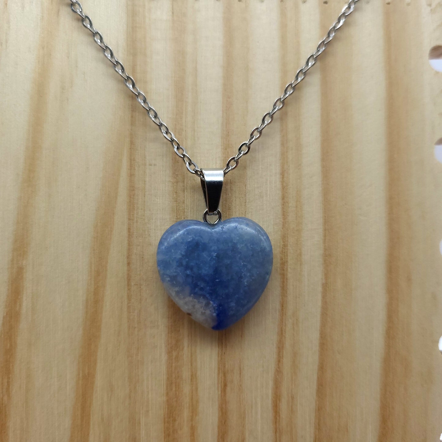 COLLIERS + PENDENTIFS COEURS + ARBRES DE VIE EN PIERRE AVENTURINE BLEUE - BIJOUX ARTISANAUX, UNIQUES & ORIGINAUX