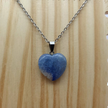 COLLIERS + PENDENTIFS COEURS + ARBRES DE VIE EN PIERRE AVENTURINE BLEUE - BIJOUX ARTISANAUX, UNIQUES & ORIGINAUX