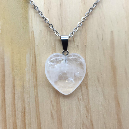 COLLIERS + PENDENTIFS COEURS + ARBRES DE VIE EN PIERRE DE CRISTAL DE ROCHE - BIJOUX ARTISANAUX, UNIQUES & ORIGINAUX