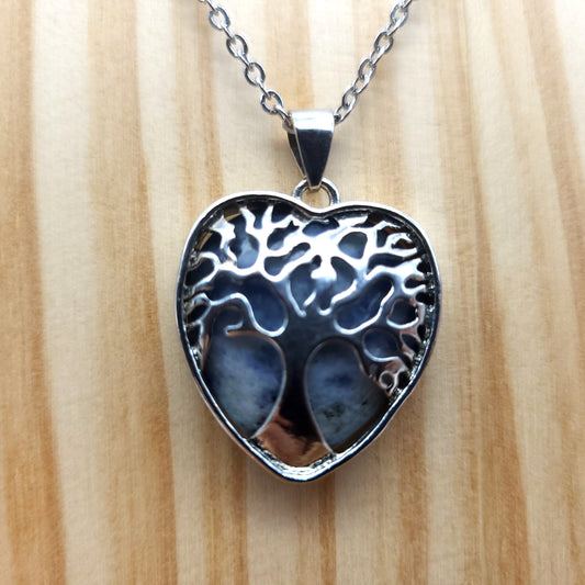 COLLIERS + PENDENTIFS COEURS + ARBRES DE VIE EN PIERRE SODALITE - BIJOUX ARTISANAUX, UNIQUES & ORIGINAUX
