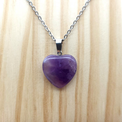 COLLIERS + PENDENTIFS COEURS + ARBRES DE VIE EN PIERRE AMÉTHYSTE - BIJOUX ARTISANAUX, UNIQUES & ORIGINAUX