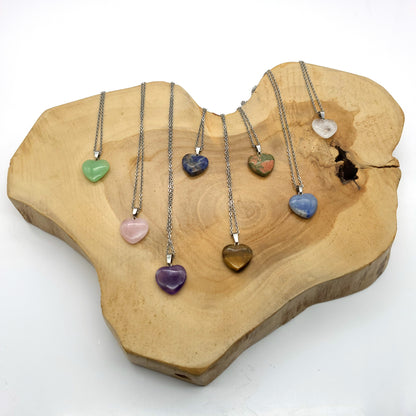 COLLIERS + PENDENTIFS COEURS + ARBRES DE VIE EN PIERRE AVENTURINE BLEUE - BIJOUX ARTISANAUX, UNIQUES & ORIGINAUX