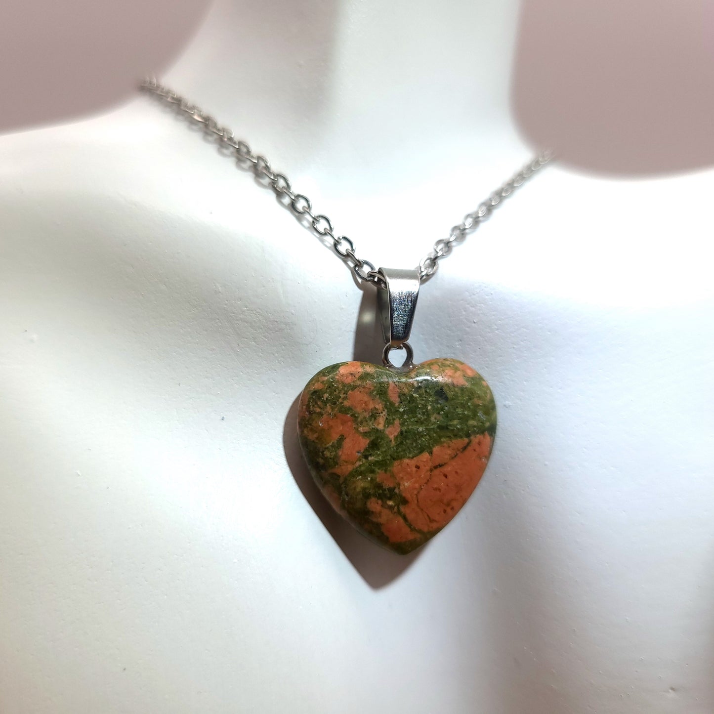 COLLIERS + PENDENTIFS COEURS + ARBRES DE VIE EN PIERRE UNAKITE - BIJOUX ARTISANAUX, UNIQUES & ORIGINAUX