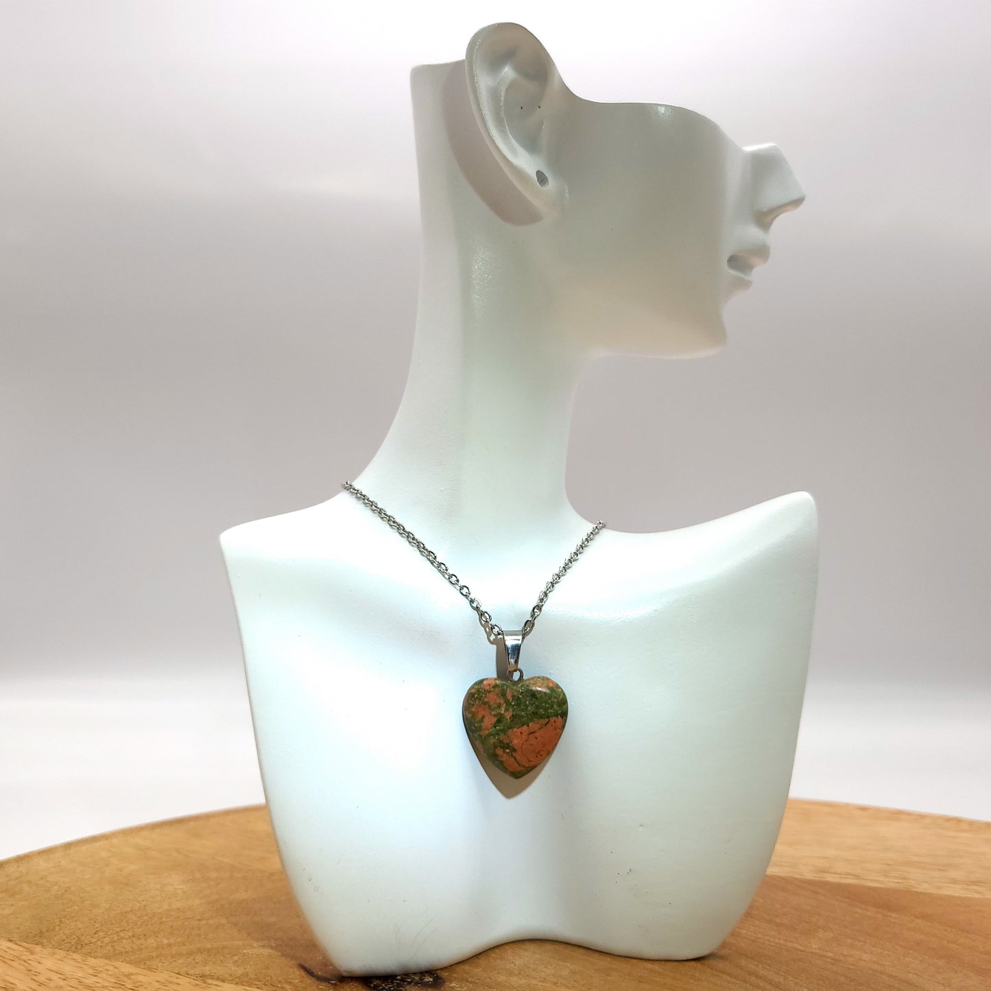 COLLIERS + PENDENTIFS COEURS + ARBRES DE VIE EN PIERRE UNAKITE - BIJOUX ARTISANAUX, UNIQUES & ORIGINAUX