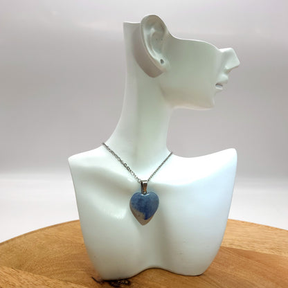 COLLIERS + PENDENTIFS COEURS + ARBRES DE VIE EN PIERRE AVENTURINE BLEUE - BIJOUX ARTISANAUX, UNIQUES & ORIGINAUX