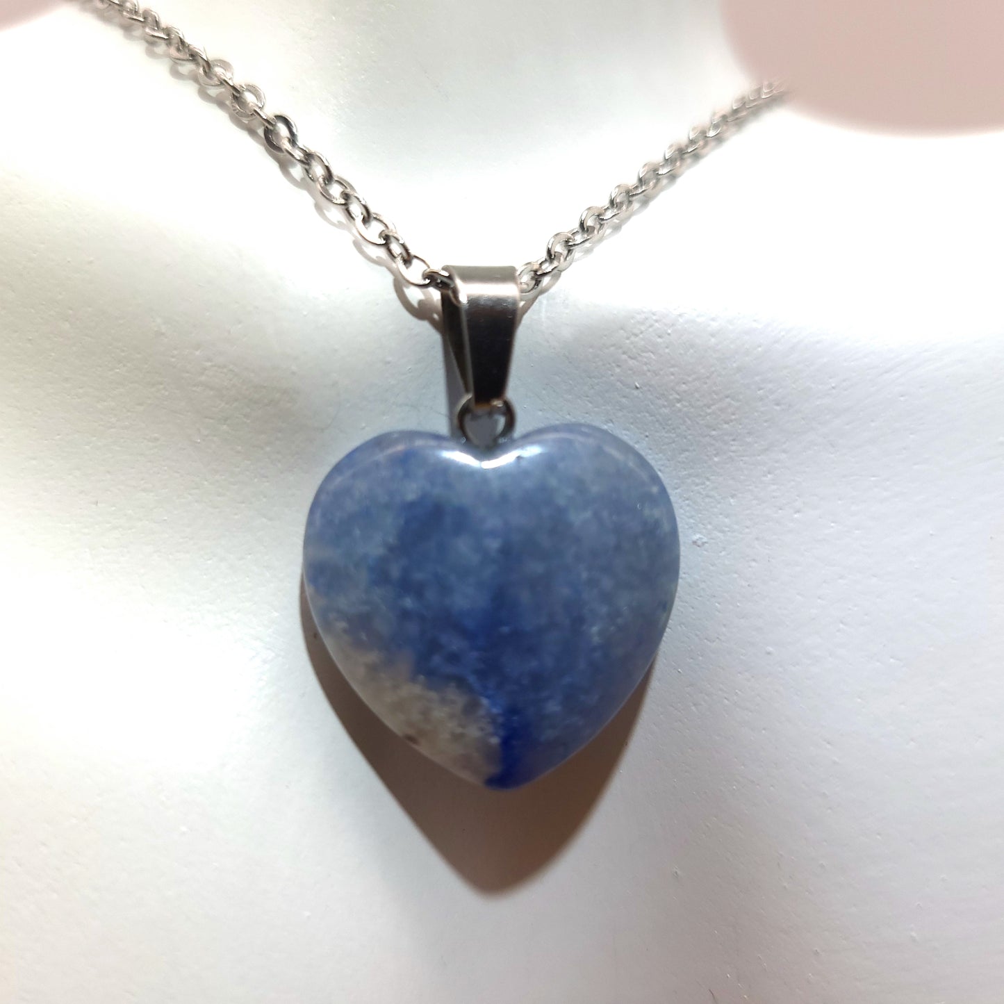 COLLIERS + PENDENTIFS COEURS + ARBRES DE VIE EN PIERRE AVENTURINE BLEUE - BIJOUX ARTISANAUX, UNIQUES & ORIGINAUX