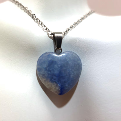 COLLIERS + PENDENTIFS COEURS + ARBRES DE VIE EN PIERRE AVENTURINE BLEUE - BIJOUX ARTISANAUX, UNIQUES & ORIGINAUX