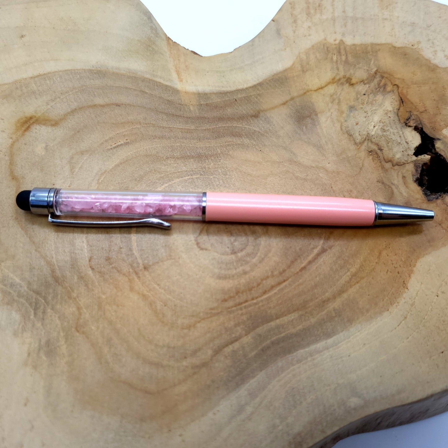 DIVERS STYLOS à BILLES EN PIERRES SEMI-PRÉCIEUSES (base métal argentée) - COULEURS & PIERRES AU CHOIX