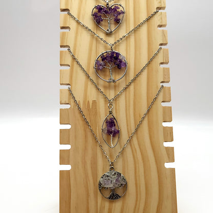 DIVERS COLLIERS + PENDENTIFS ARBRES DE VIE EN  PIERRE AMÉTHYSTE - BIJOUX ARTISANAUX, UNIQUES & ORIGINAUX