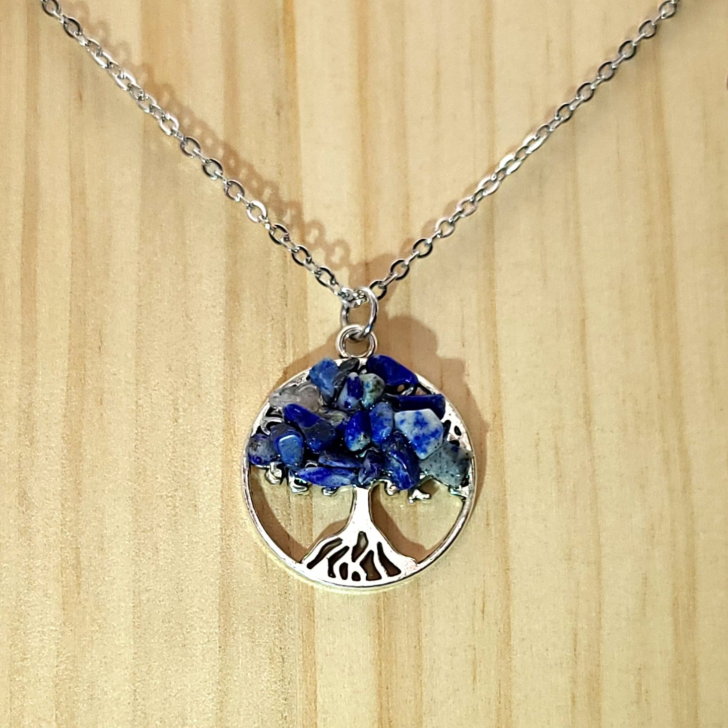 DIVERS COLLIERS + PENDENTIFS ARBRES DE VIE EN PIERRE LAPIS LAZULI - BIJOUX ARTISANAUX, UNIQUES & ORIGINAUX