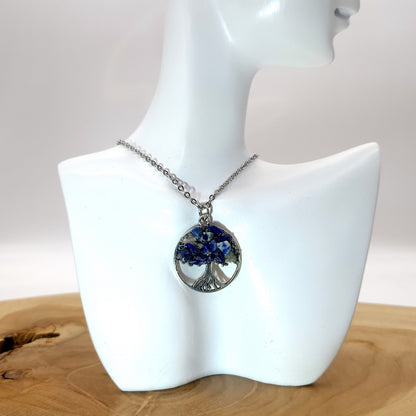 DIVERS COLLIERS + PENDENTIFS ARBRES DE VIE EN PIERRE LAPIS LAZULI - BIJOUX ARTISANAUX, UNIQUES & ORIGINAUX