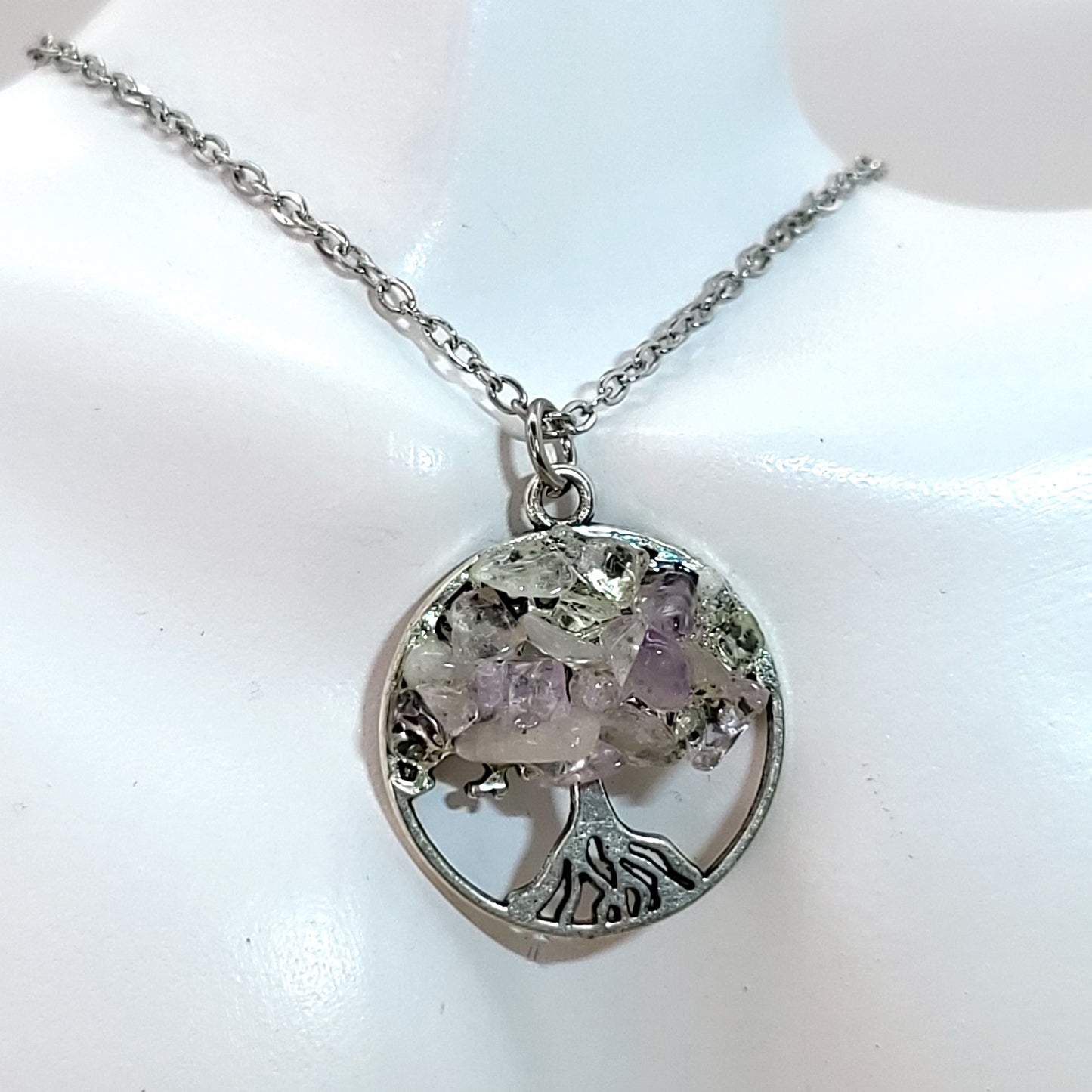 DIVERS COLLIERS + PENDENTIFS ARBRES DE VIE EN  PIERRE AMÉTHYSTE - BIJOUX ARTISANAUX, UNIQUES & ORIGINAUX