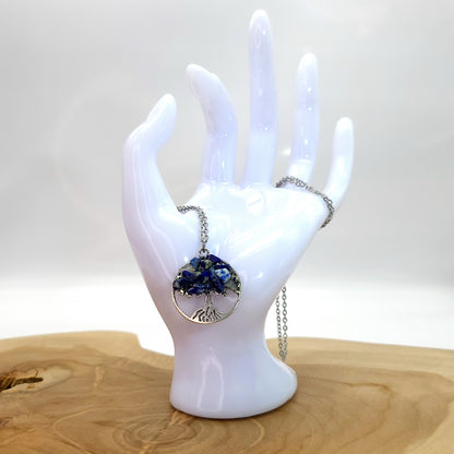 DIVERS COLLIERS + PENDENTIFS ARBRES DE VIE EN PIERRE LAPIS LAZULI - BIJOUX ARTISANAUX, UNIQUES & ORIGINAUX