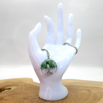 DIVERS COLLIERS + PENDENTIFS ARBRES DE VIE EN PIERRE AVENTURINE VERTE - BIJOUX ARTISANAUX, UNIQUES & ORIGINAUX