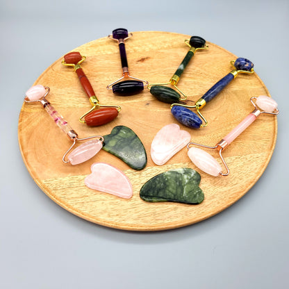 OUTIL de BEAUTÉ « GUA SHA » EN PIERRE QUARTZ ROSE - MASSAGE - ANTI-ÂGE - ARTISANAL ET UNIQUE