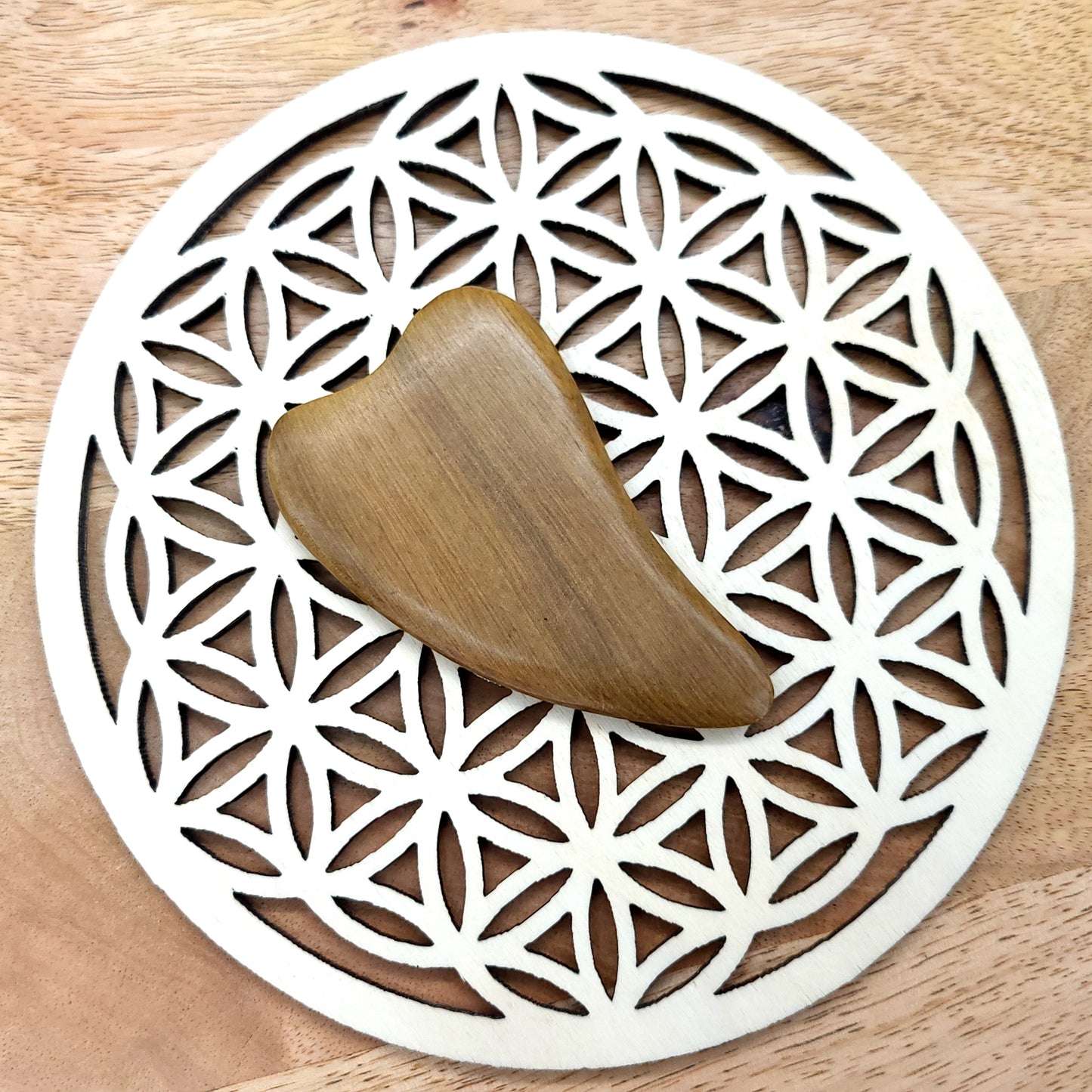 GRAND OUTIL de BEAUTÉ " GUA SHA " EN BOIS NATUREL - MASSAGE - ANTI-ÂGE - ARTISANAL ET UNIQUE