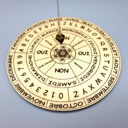 DIVERS DISQUES DE RADIESTHÉSIE EN FRANCAIS EN BOIS + PYROGRAVURE - ARTISANAUX, UNIQUES & ORIGINAUX