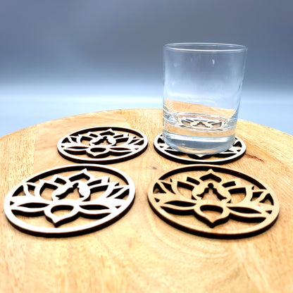 DÉCOS FLEURS DE LOTUS + BOUDDHAS EN DESSOUS DE VERRES - ARTISANAUX, UNIQUES & ORIGINAUX