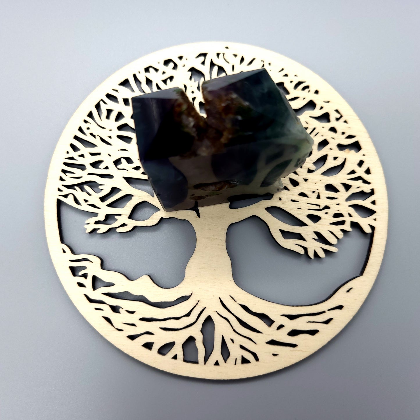 GRANDES STATIONS RECHARGE DE PIERRES 14 CM - 3 MODÈLES : FLEUR ET ARBRE DE VIE & METATRON EN BOIS - ARTISANALES, UNIQUES & ORIGINALES