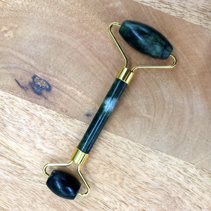 OUTIL de BEAUTÉ « 2 ROULEAUX » EN PIERRE DE JADE VERT N°4 - MASSAGE & ANTI-ÂGE