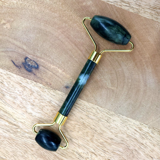 OUTIL de BEAUTÉ « 2 ROULEAUX » EN PIERRE DE JADE VERT N°4 - MASSAGE & ANTI-ÂGE