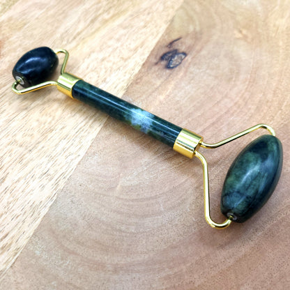 OUTIL de BEAUTÉ « 2 ROULEAUX » EN PIERRE DE JADE VERT N°4 - MASSAGE & ANTI-ÂGE