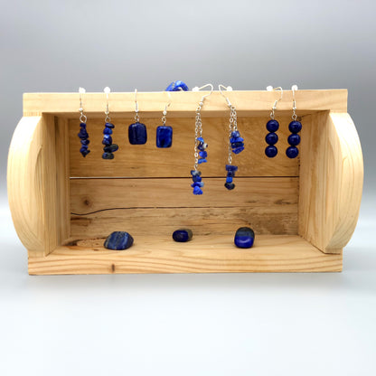 4 MODÈLES DE BOUCLES D'OREILLES EN PIERRE DE LAPIS LAZULI - BIJOUX ARTISANAUX, UNIQUES & ORIGINAUX