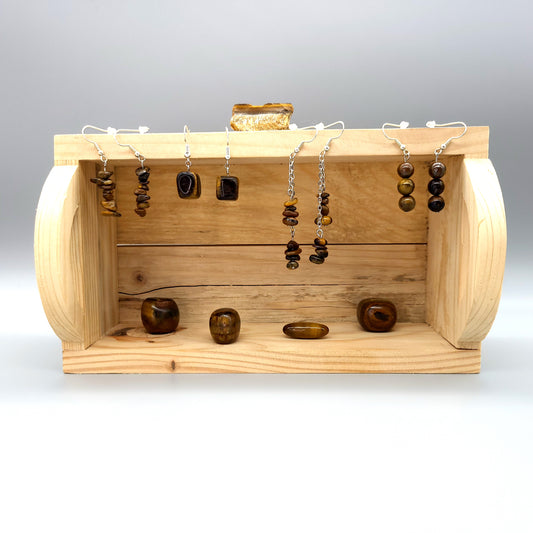 4 MODÈLES DE BOUCLES D'OREILLES EN PIERRE OEIL DU TIGRE - BIJOUX ARTISANAUX, UNIQUES & ORIGINAUX