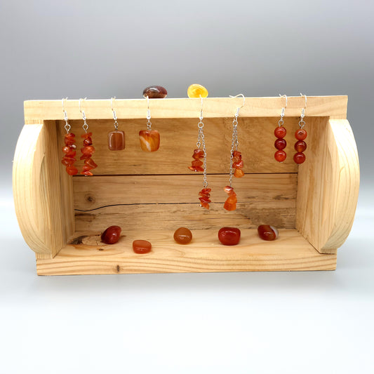 4 MODÈLES DE BOUCLES D'OREILLES EN PIERRE AGATE ORANGE - BIJOUX ARTISANAUX, UNIQUES & ORIGINAUX