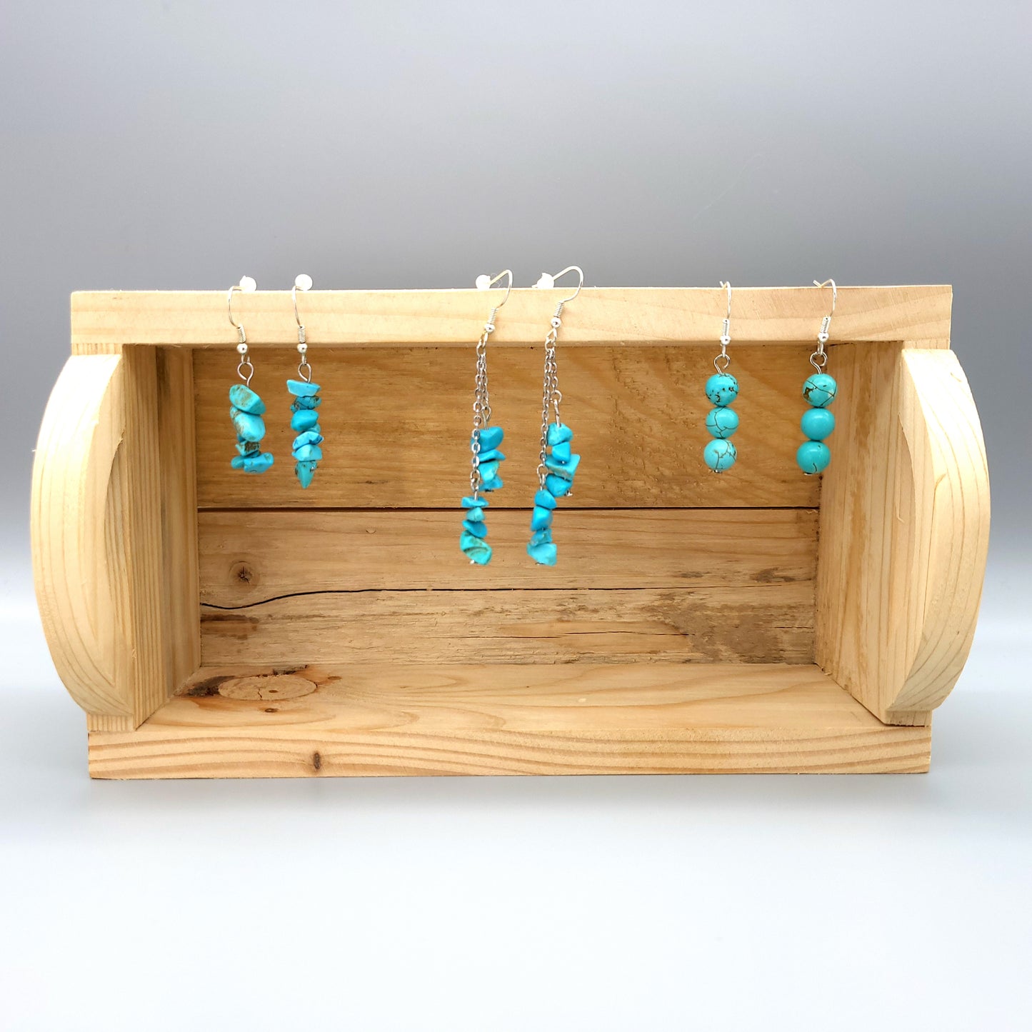 3 MODÈLES DE BOUCLES D'OREILLES EN PIERRE DE TURQUOISE - BIJOUX ARTISANAUX, UNIQUES & ORIGINAUX