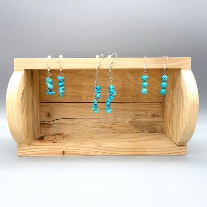 3 MODÈLES DE BOUCLES D'OREILLES EN PIERRE DE TURQUOISE - BIJOUX ARTISANAUX, UNIQUES & ORIGINAUX