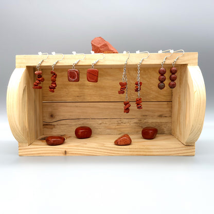 4 MODÈLES DE BOUCLES D'OREILLES EN PIERRE DE JASPE ROUGE - BIJOUX ARTISANAUX, UNIQUES & ORIGINAUX