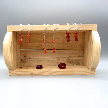 3 MODÈLES DE BOUCLES D'OREILLES EN PIERRE DE CORNALINE - BIJOUX ARTISANAUX, UNIQUES & ORIGINAUX