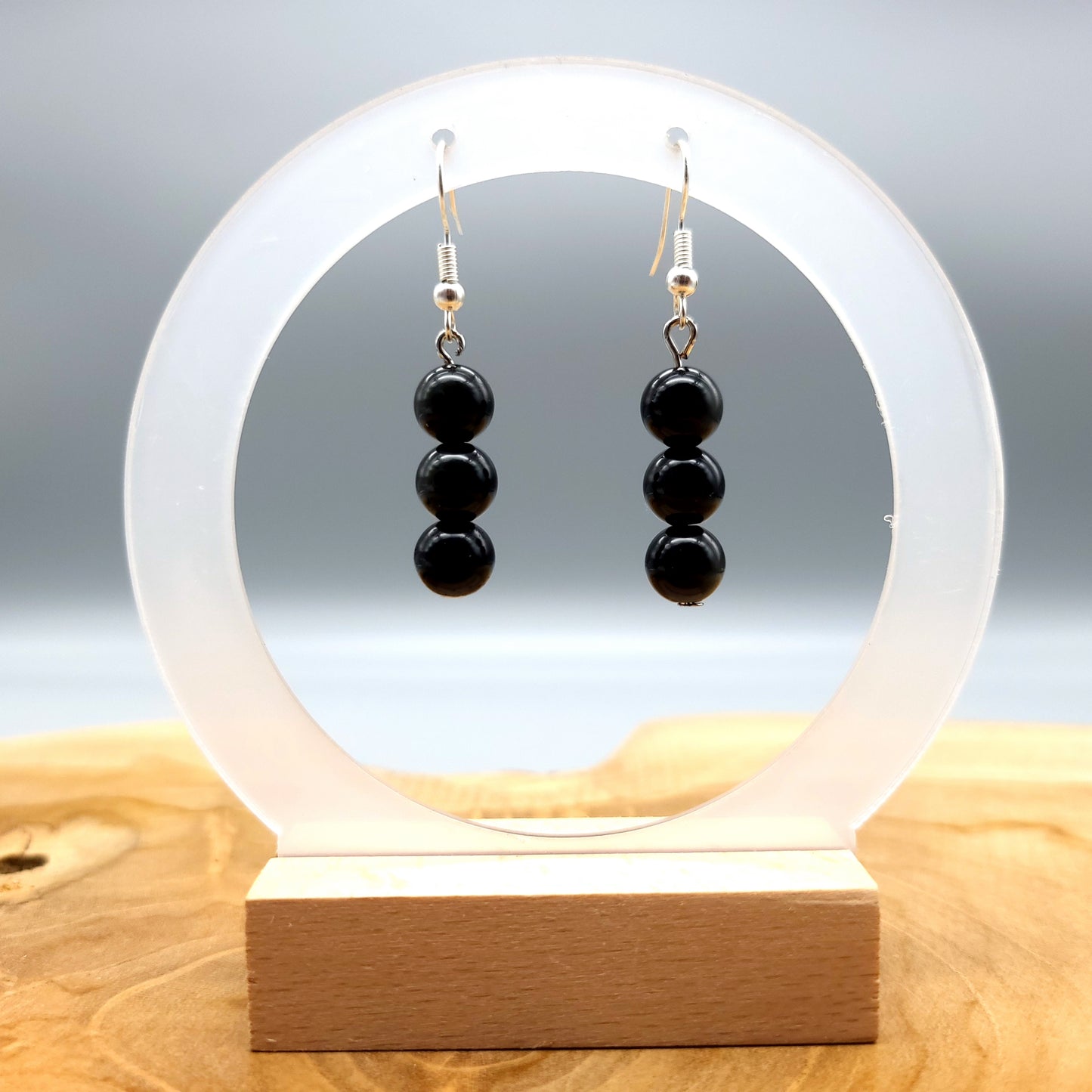 3 MODÈLES DE BOUCLES D'OREILLES EN PIERRE OBSIDIENNE - BIJOUX ARTISANAUX, UNIQUES & ORIGINAUX