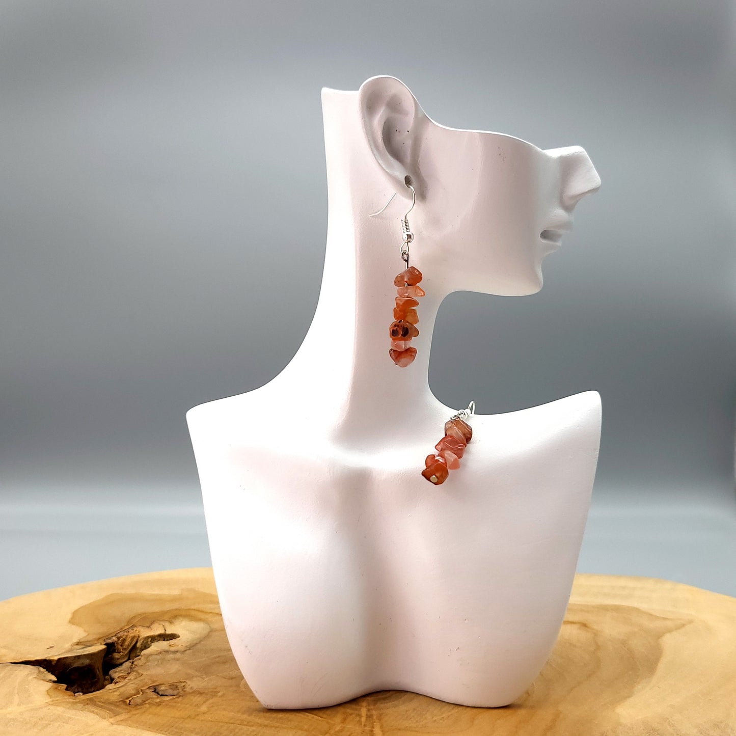 3 MODÈLES DE BOUCLES D'OREILLES EN PIERRE DE CORNALINE - BIJOUX ARTISANAUX, UNIQUES & ORIGINAUX