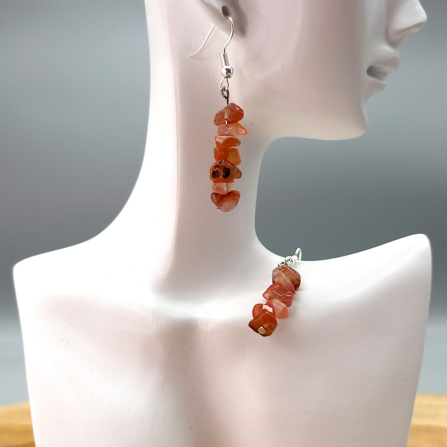 3 MODÈLES DE BOUCLES D'OREILLES EN PIERRE DE CORNALINE - BIJOUX ARTISANAUX, UNIQUES & ORIGINAUX