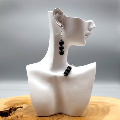 3 MODÈLES DE BOUCLES D'OREILLES EN PIERRE OBSIDIENNE - BIJOUX ARTISANAUX, UNIQUES & ORIGINAUX