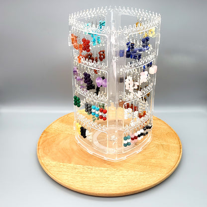 BOUCLES D'OREILLES PERLES RONDES DUO DE PIERRES AIGUE MARINE + ONYX BLANC - BIJOUX ARTISANAUX, UNIQUES & ORIGINAUX