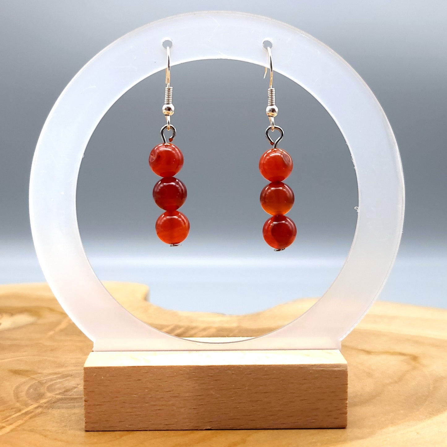 3 MODÈLES DE BOUCLES D'OREILLES EN PIERRE DE CORNALINE - BIJOUX ARTISANAUX, UNIQUES & ORIGINAUX