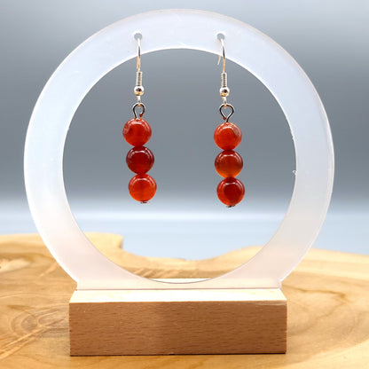 3 MODÈLES DE BOUCLES D'OREILLES EN PIERRE DE CORNALINE - BIJOUX ARTISANAUX, UNIQUES & ORIGINAUX