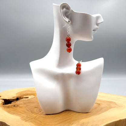 3 MODÈLES DE BOUCLES D'OREILLES EN PIERRE DE CORNALINE - BIJOUX ARTISANAUX, UNIQUES & ORIGINAUX