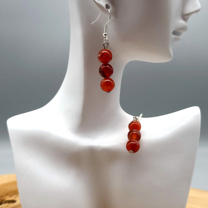 3 MODÈLES DE BOUCLES D'OREILLES EN PIERRE DE CORNALINE - BIJOUX ARTISANAUX, UNIQUES & ORIGINAUX